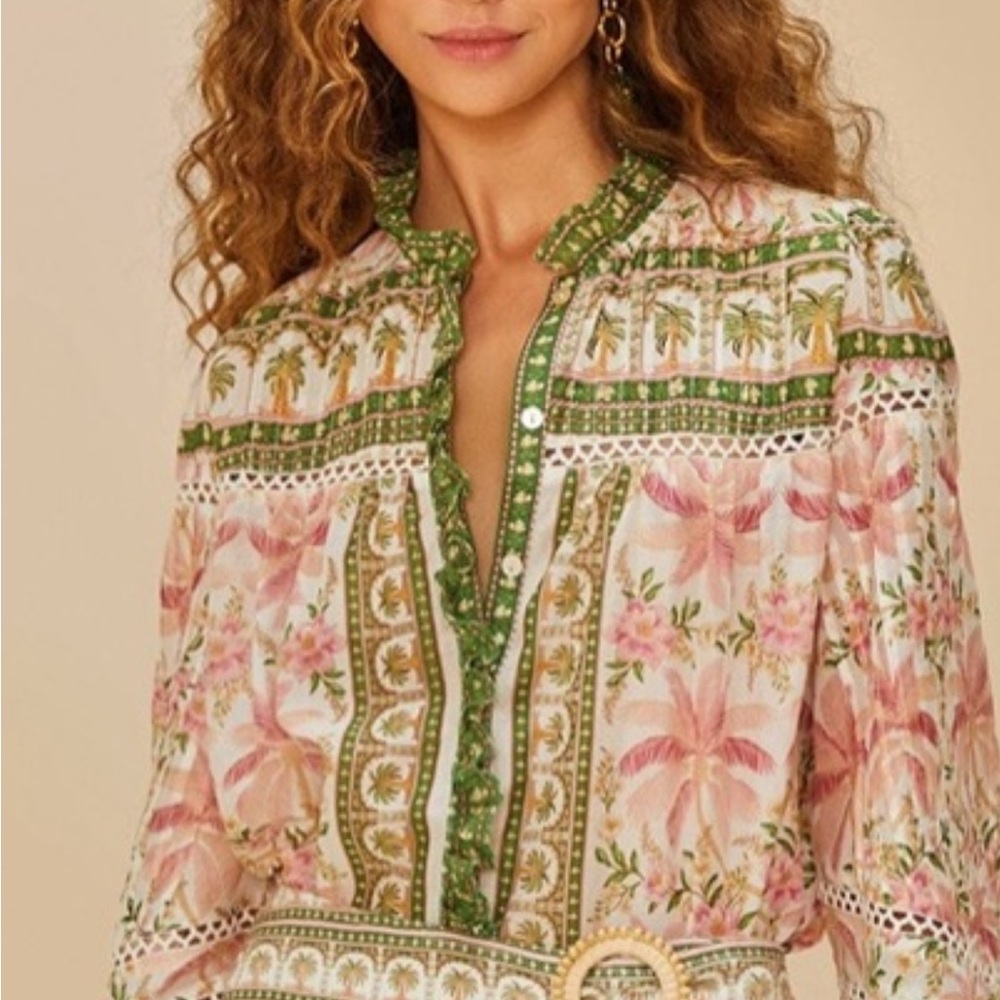 FARM Rio Palm Dream Off White Blouse